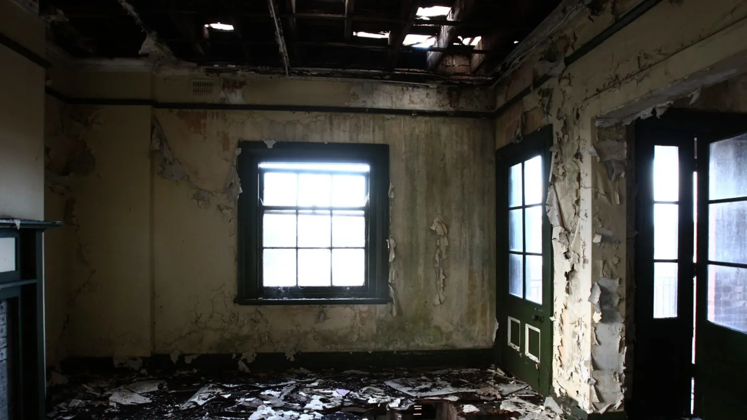 Inside building